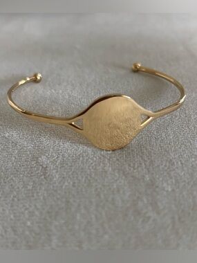 Plunder Gold-Tone Open Cuff Bracelet with Textured Disc